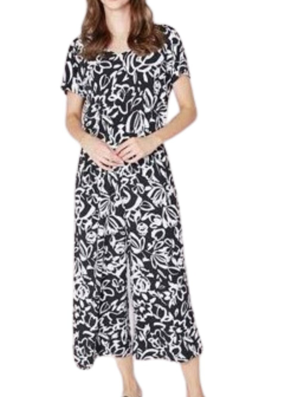 Kim & Co Women's Easy Tie Back Cropped Leg Brazil Knit Jumpsuit Size 3XL